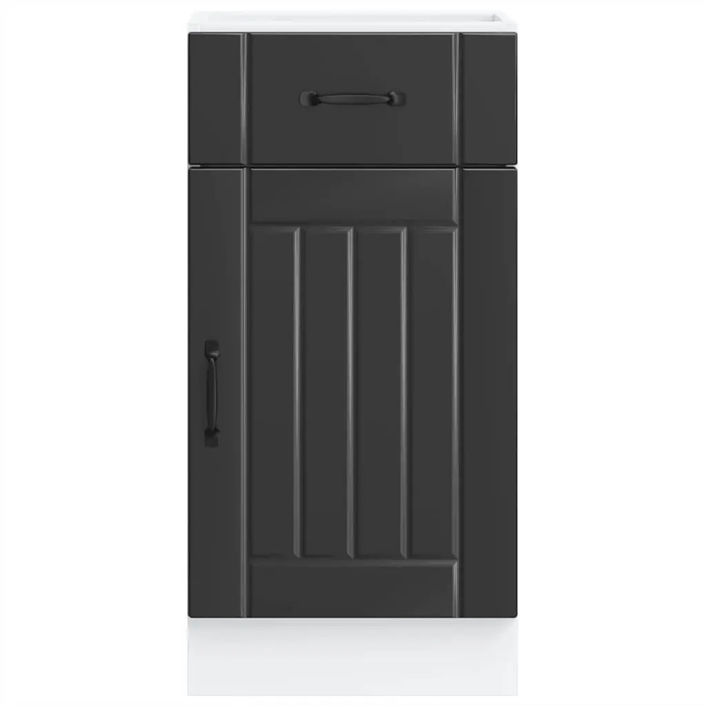 Kitchen Base Cabinet Storage Unit Black Engineered Wood Adjustable Feet