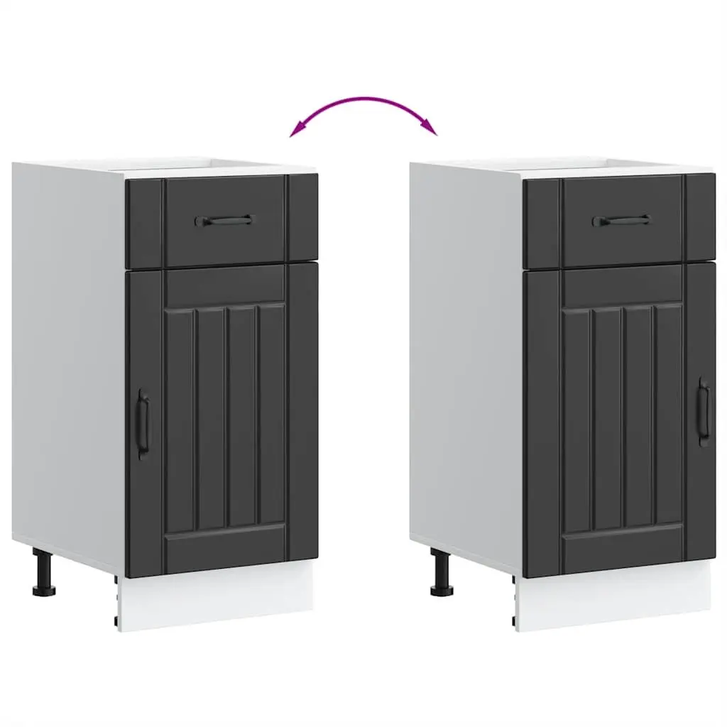 Kitchen Base Cabinet Storage Unit Black Engineered Wood Adjustable Feet