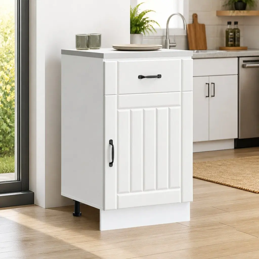 Kitchen Base Cabinet Storage White Engineered Wood
