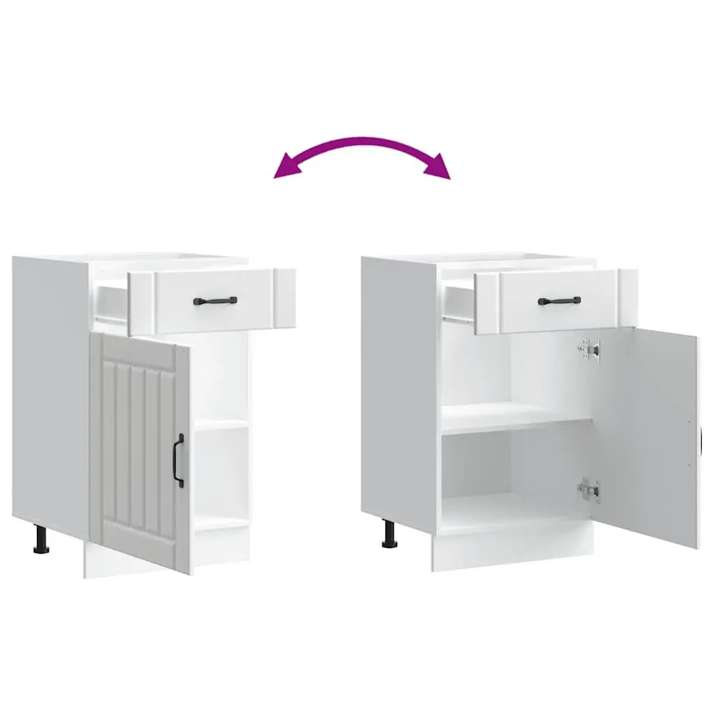 Kitchen Base Cabinet Storage White Engineered Wood