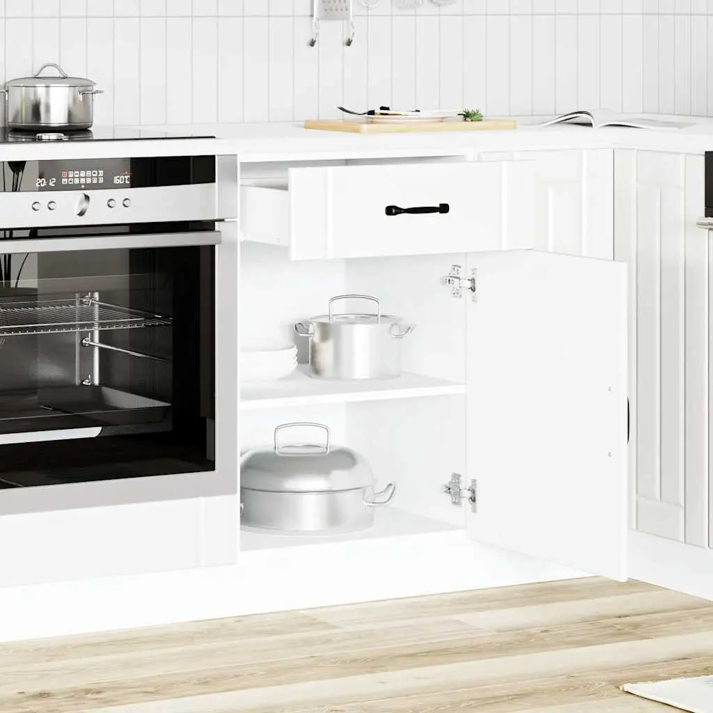 Kitchen Base Cabinet Storage White Engineered Wood