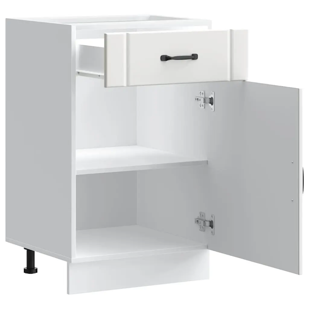 Kitchen Base Cabinet Storage White Engineered Wood