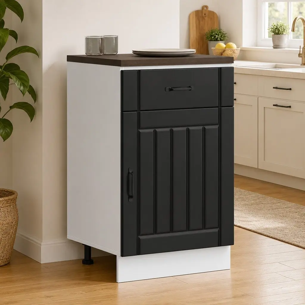 Black Engineered Wood Kitchen Base Cabinet