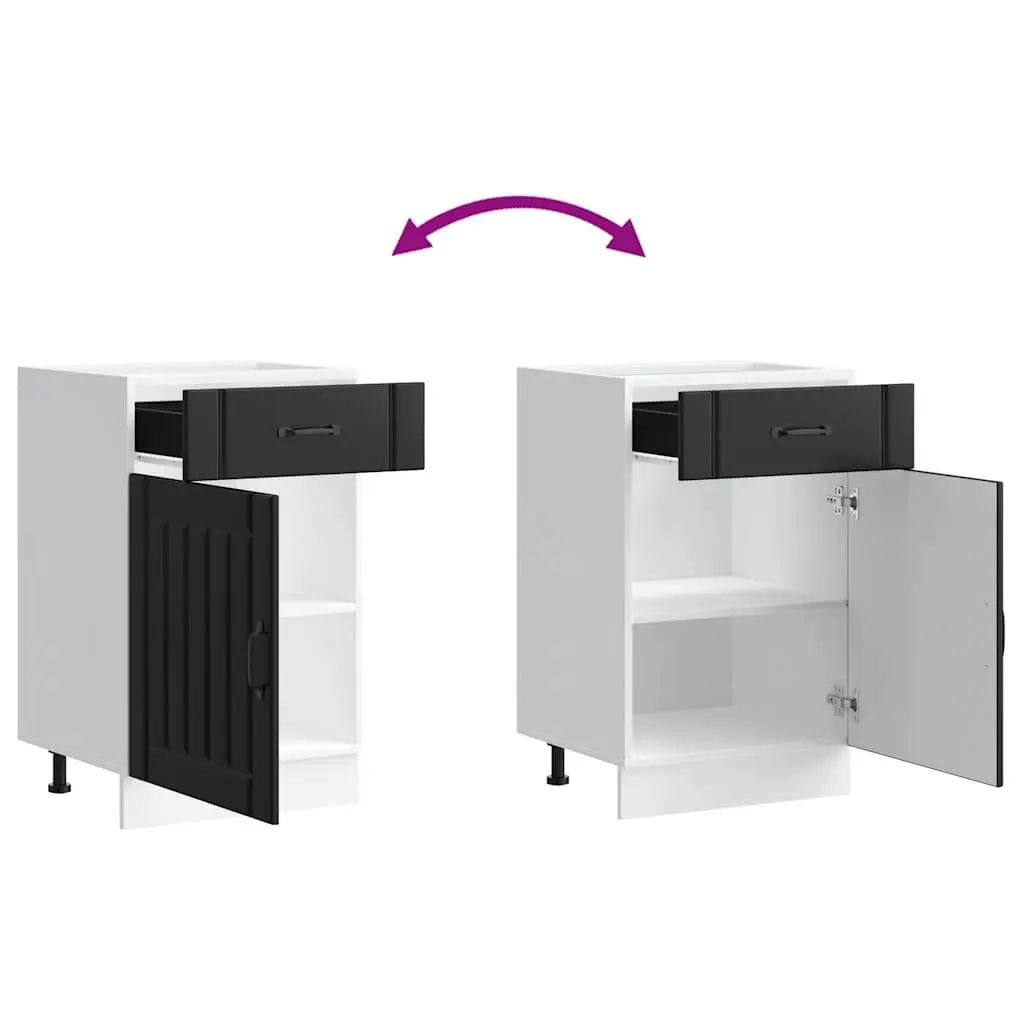 Black Engineered Wood Kitchen Base Cabinet
