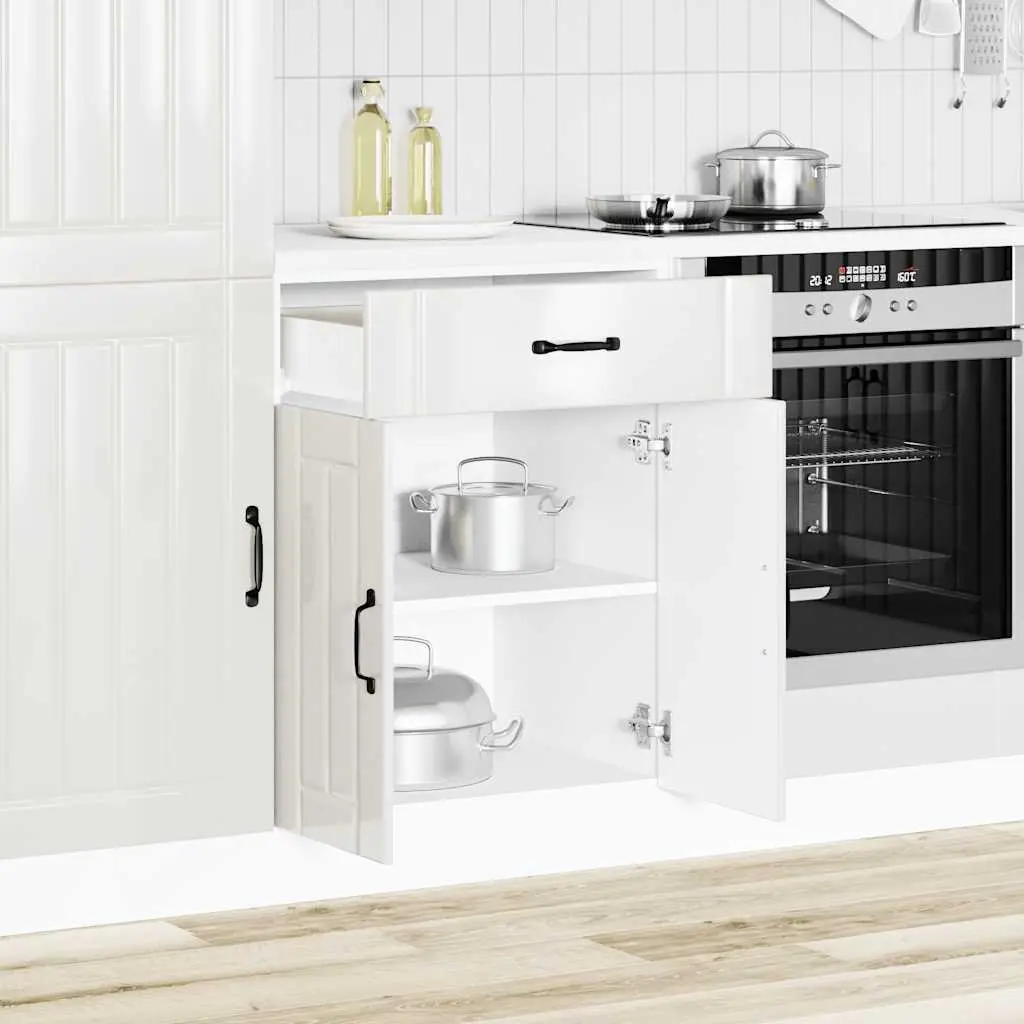 High Gloss White Kitchen Sink Base Cabinet