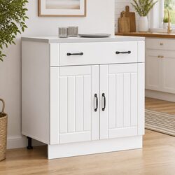 Comforting White Kitchen Cabinet with Ample Storage