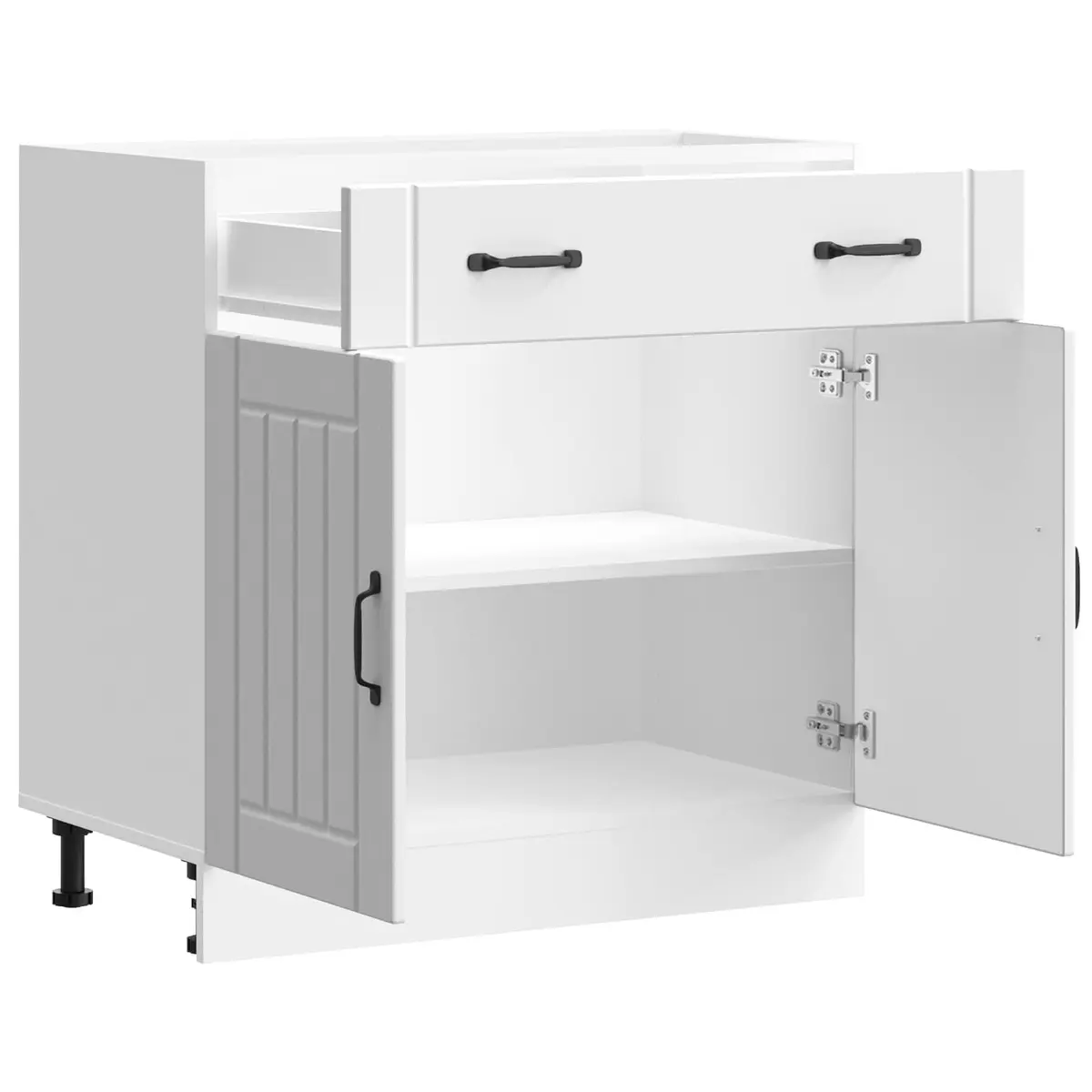 Kitchen Base Cabinet White Storage Cupboard Engineered Wood Sink Unit Doors