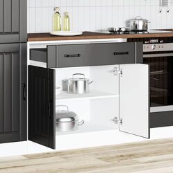 Reliable Black Engineered Wood Cabinet for Kitchen Use