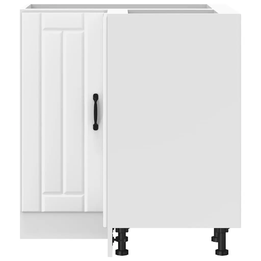 Kitchen Corner Base Cabinet White Engineered Wood Storage Unit Adjustable Feet