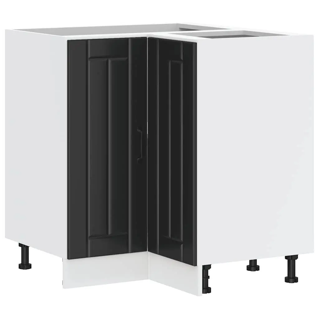 Kitchen Corner Base Cabinet Black Engineered Wood Storage Cupboard Unit