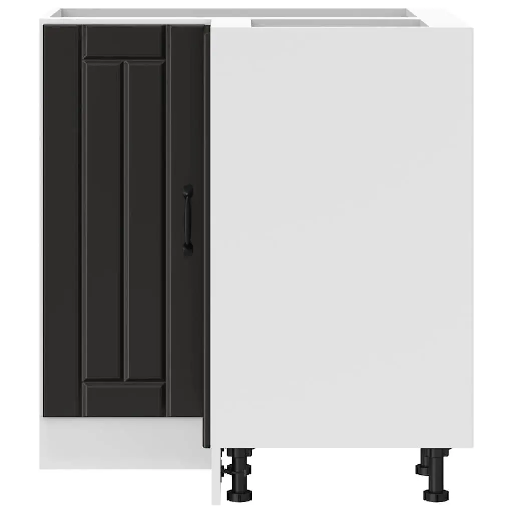 Kitchen Corner Base Cabinet Black Engineered Wood Storage Cupboard Unit