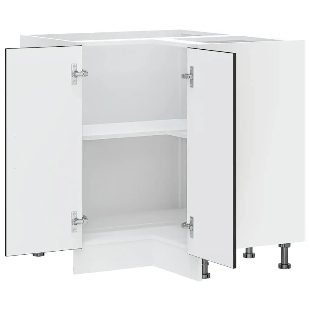 Kitchen Corner Base Cabinet Black Engineered Wood Storage Cupboard Unit