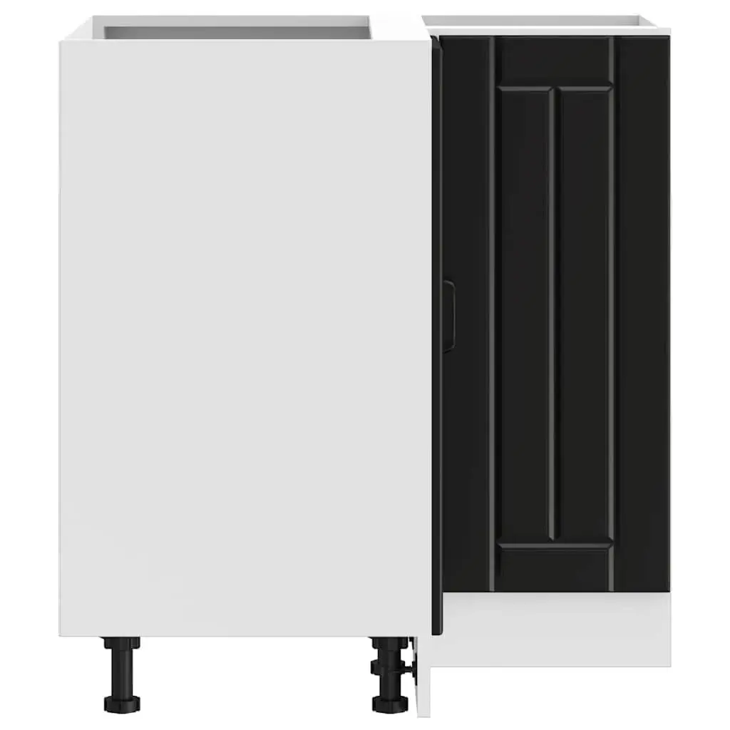 Kitchen Corner Base Cabinet Black Engineered Wood Storage Cupboard Unit