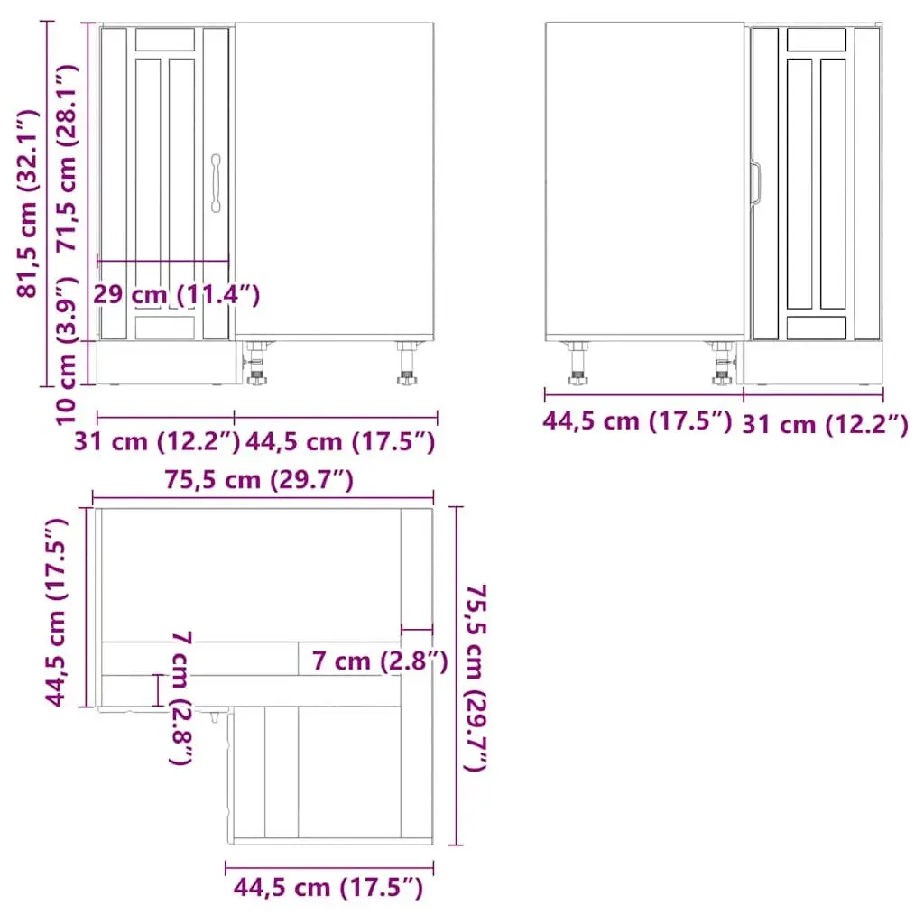 White Corner Base Cabinet for Kitchen Storage