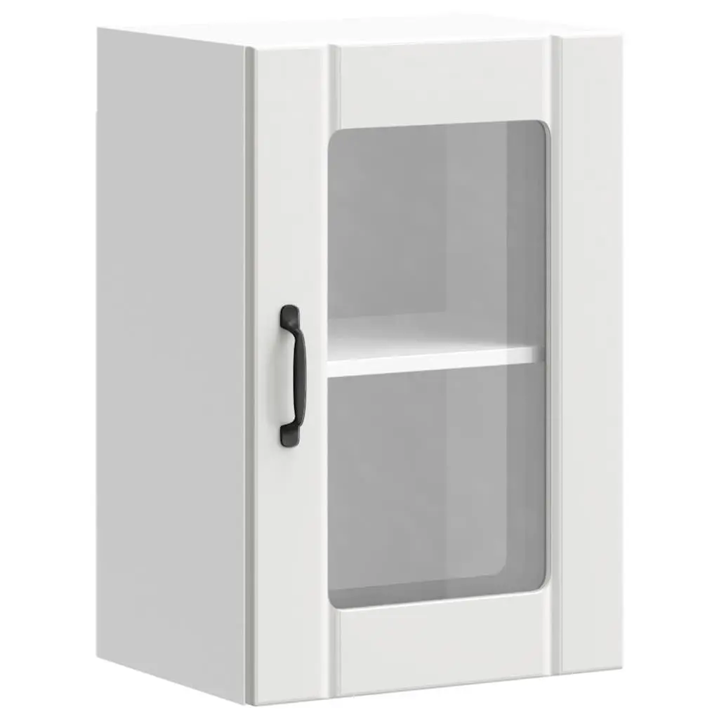 Kitchen Cabinet Wall-Mounted Storage Cupboard Glass Door White