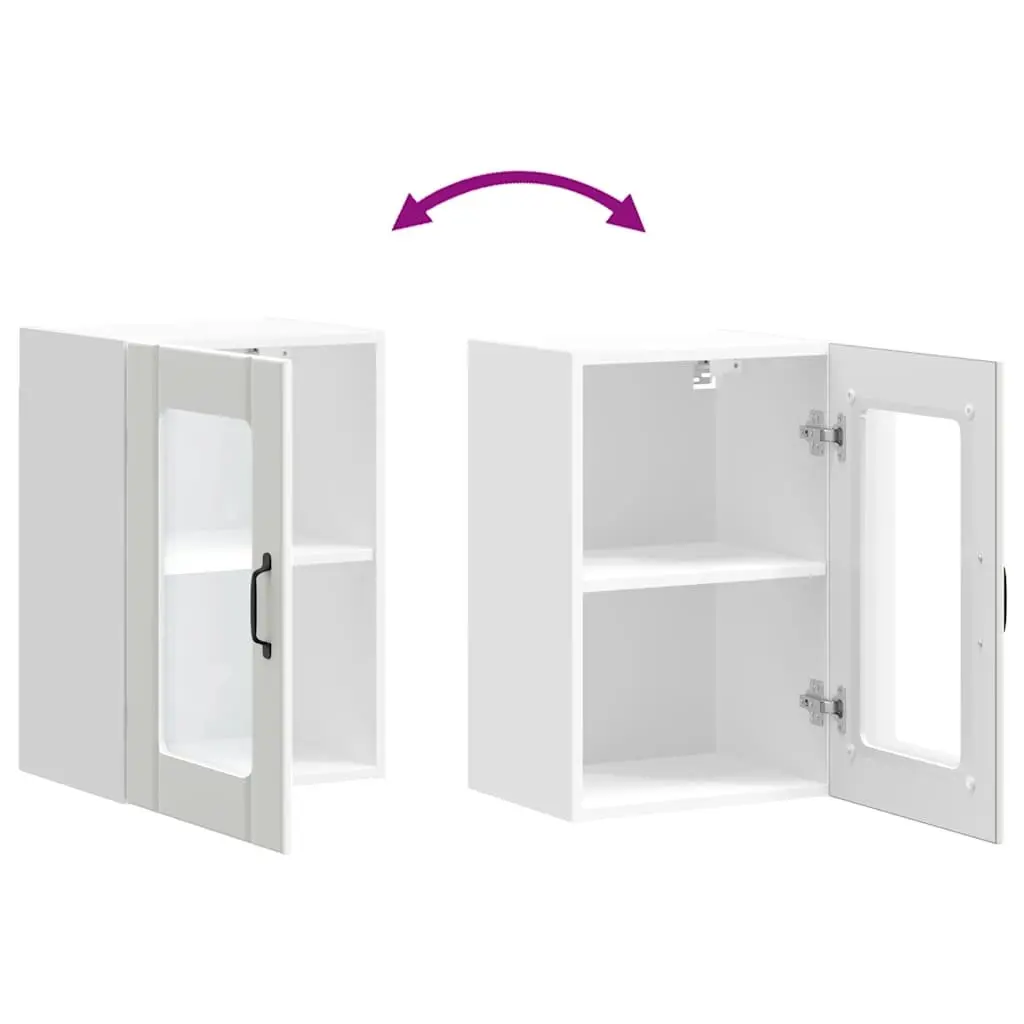 Kitchen Cabinet Wall-Mounted Storage Cupboard Glass Door White