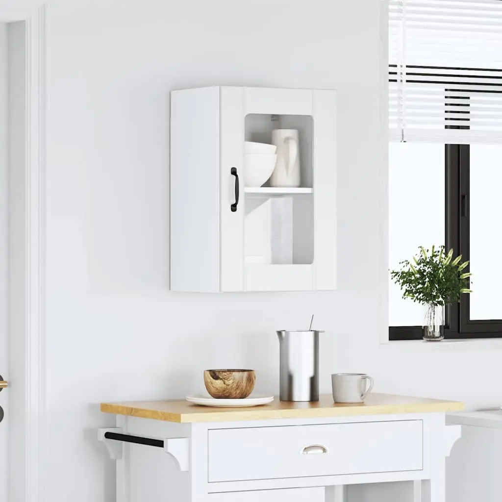 Kitchen Cabinet Wall-Mounted Storage Cupboard Glass Door White