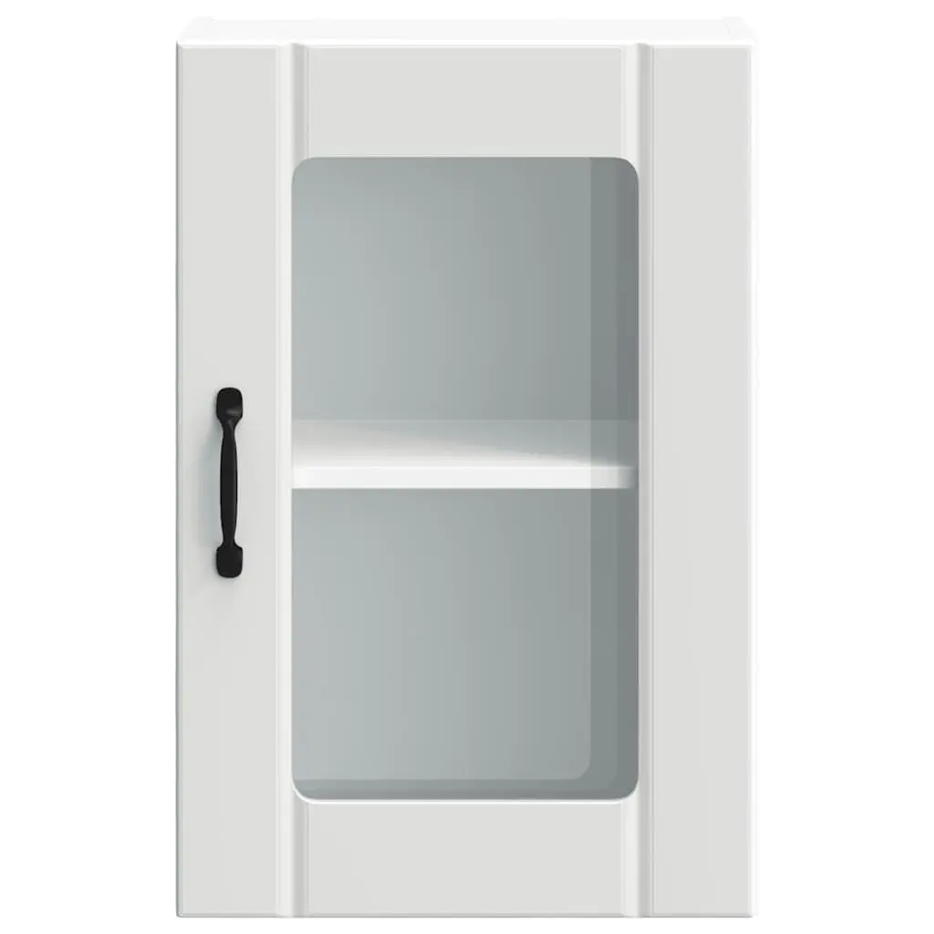 Kitchen Cabinet Wall-Mounted Storage Cupboard Glass Door White
