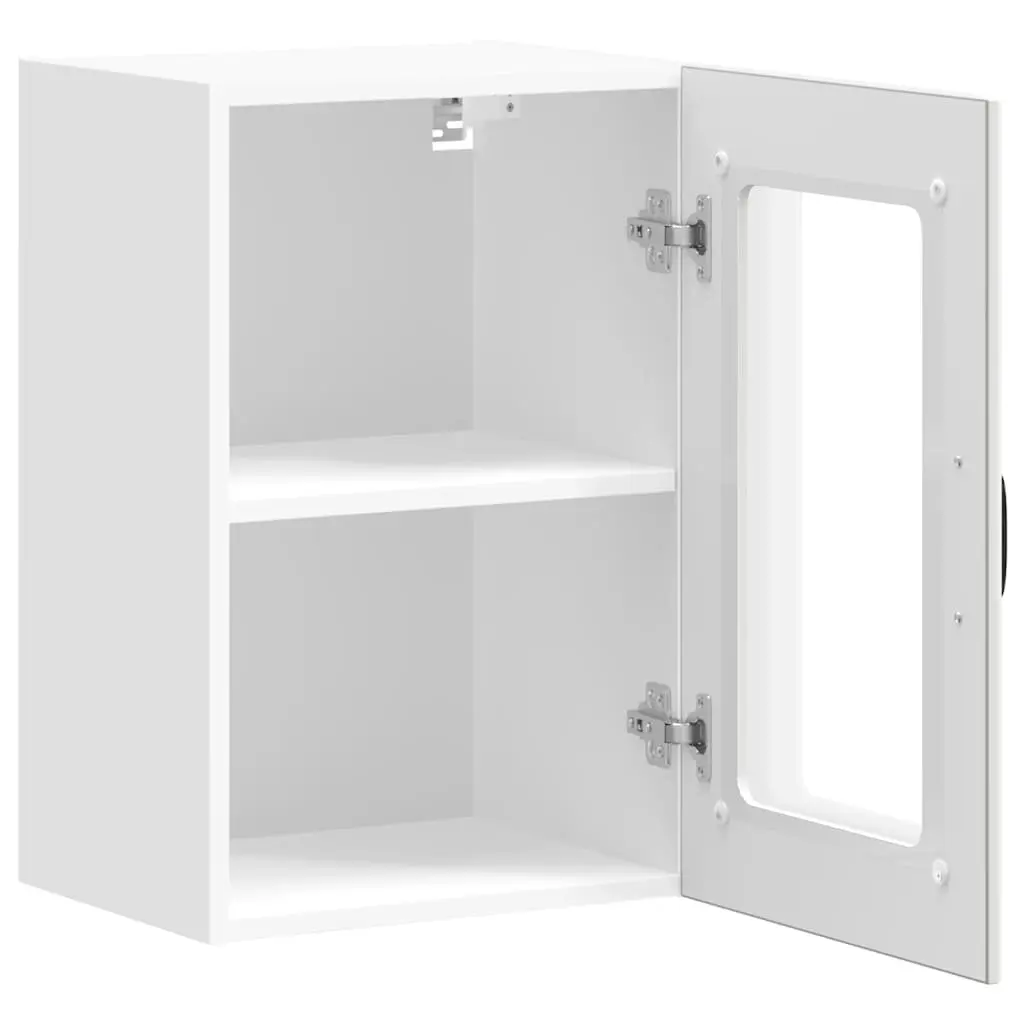 Kitchen Cabinet Wall-Mounted Storage Cupboard Glass Door White