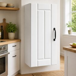 Kitchen Wall Cabinet White Engineered Wood Glass Door Wall-Mounted Storage