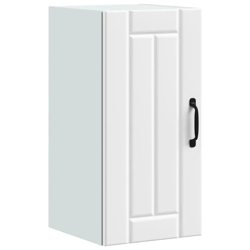 Kitchen Cabinet Wall-Mounted Storage Engineered Wood Glass Door White