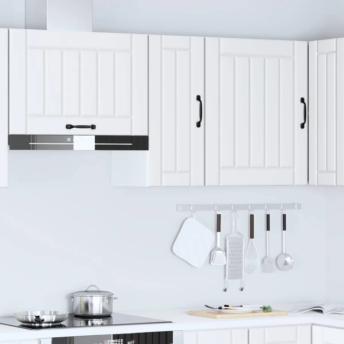 Kitchen Cabinet Wall-Mounted Storage Engineered Wood Glass Door White