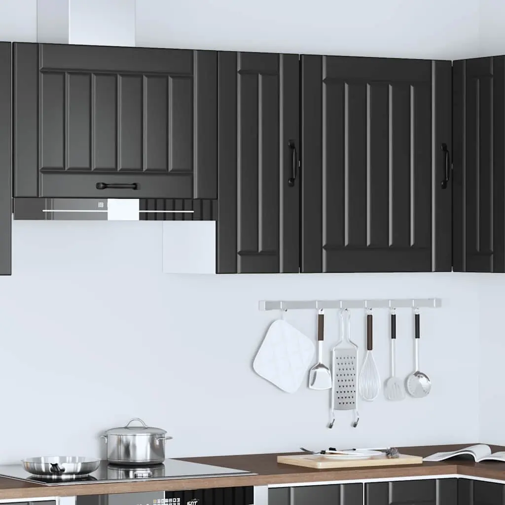Black Engineered Wood Kitchen Wall Storage