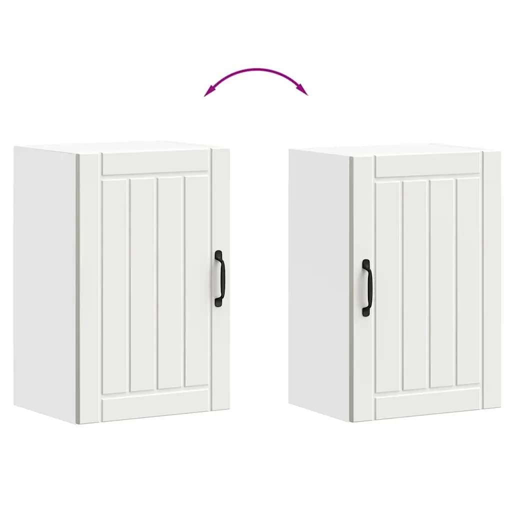 Wall-Mounted Kitchen Cabinet White Engineered Wood Storage Glass Door