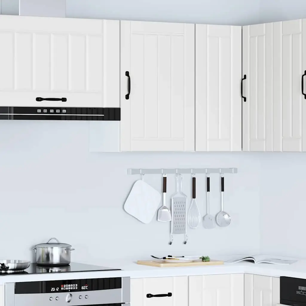 Wall-Mounted Kitchen Cabinet White Engineered Wood Storage Glass Door