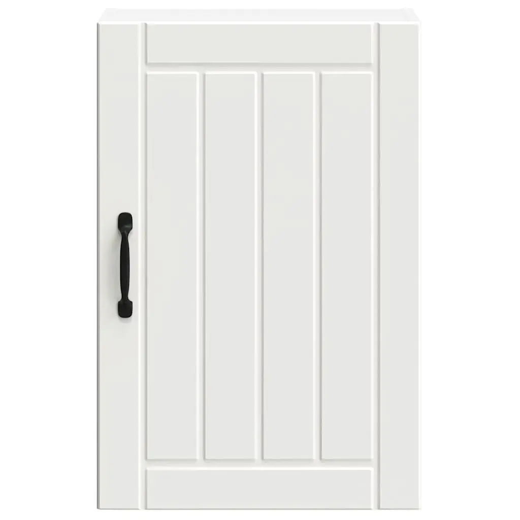Wall-Mounted Kitchen Cabinet White Engineered Wood Storage Glass Door