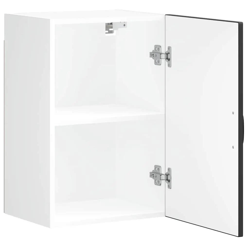 Kitchen Wall Cabinet Black Engineered Wood Glass Door Mounted Storage Shelves