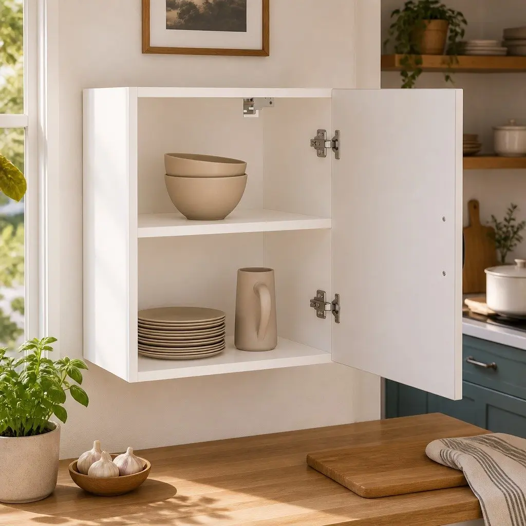 White Engineered Wood Wall Cabinets, 2 pcs