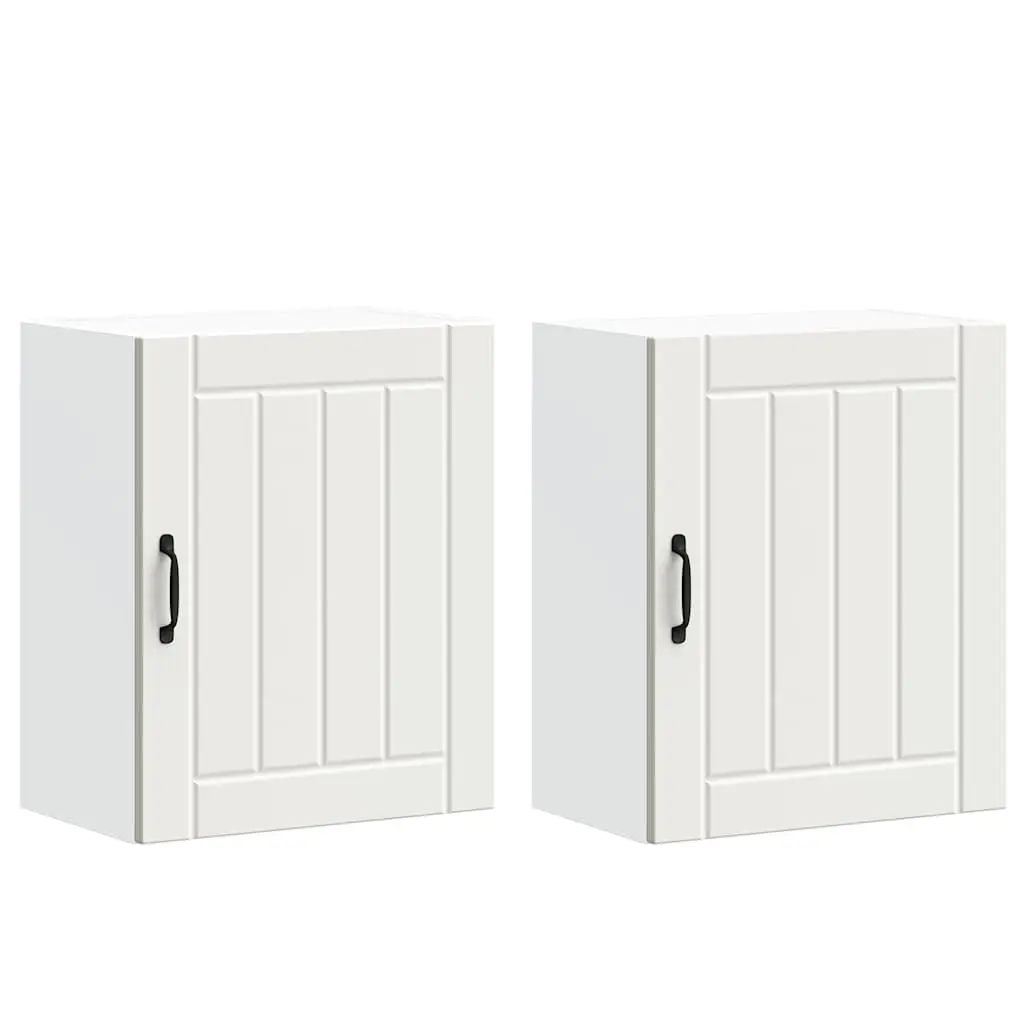 White Engineered Wood Wall Cabinets, 2 pcs