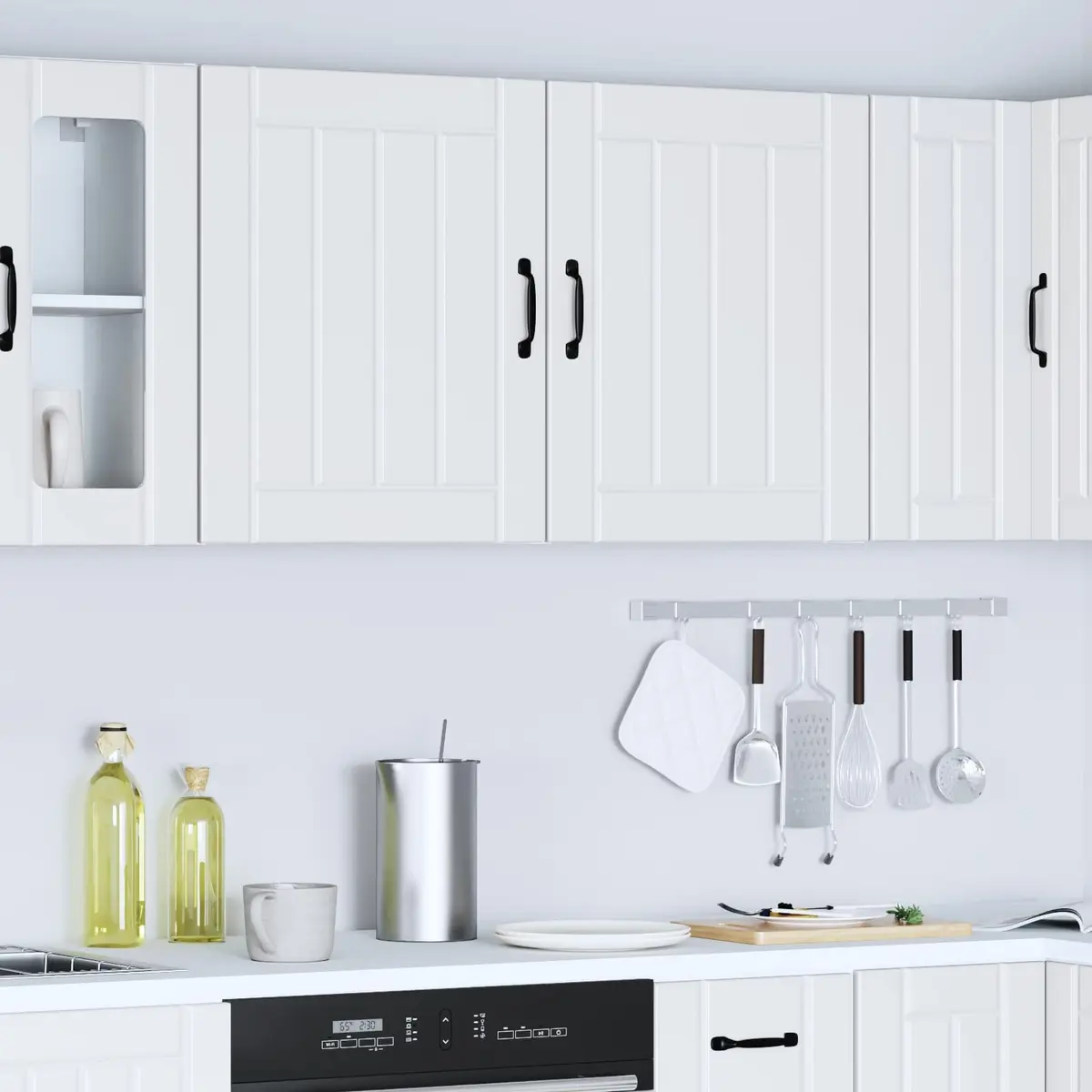 White Engineered Wood Wall Cabinets, 2 pcs