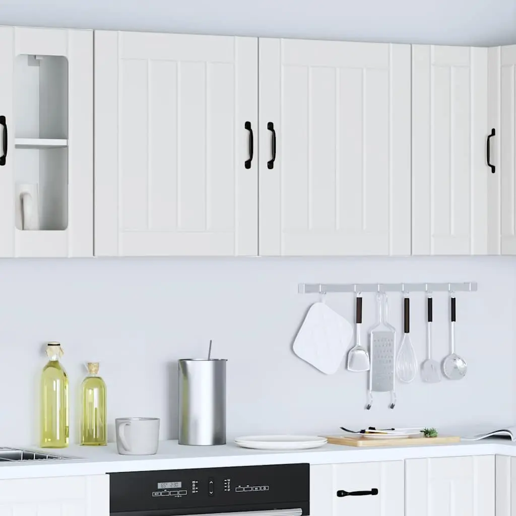 White Engineered Wood Wall Cabinets, 2 pcs