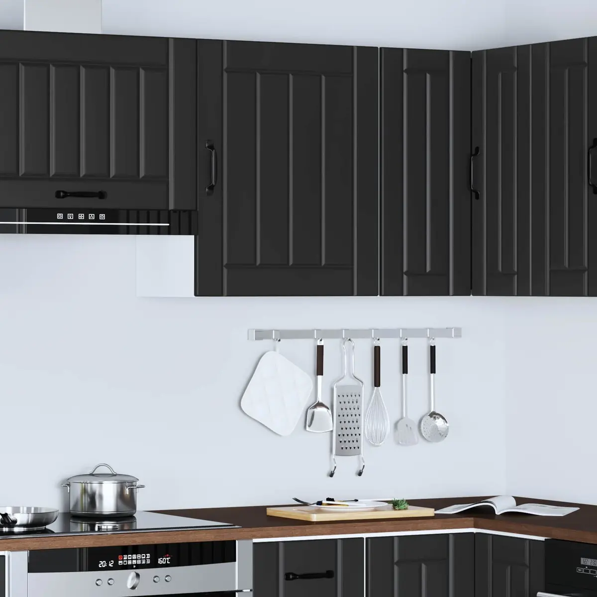 Black Engineered Wood Kitchen Organizer