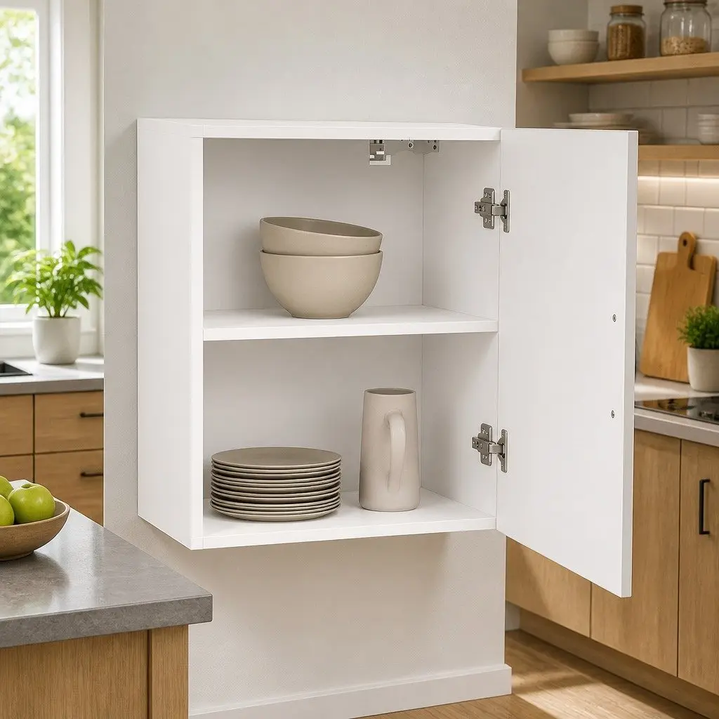 Kitchen Wall Cabinet Storage White High Gloss Engineered Wood Glass Door