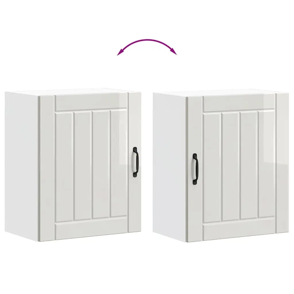 Kitchen Wall Cabinet Storage White High Gloss Engineered Wood Glass Door