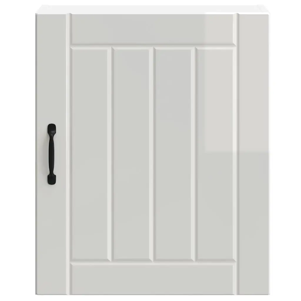 Kitchen Wall Cabinet Storage White High Gloss Engineered Wood Glass Door