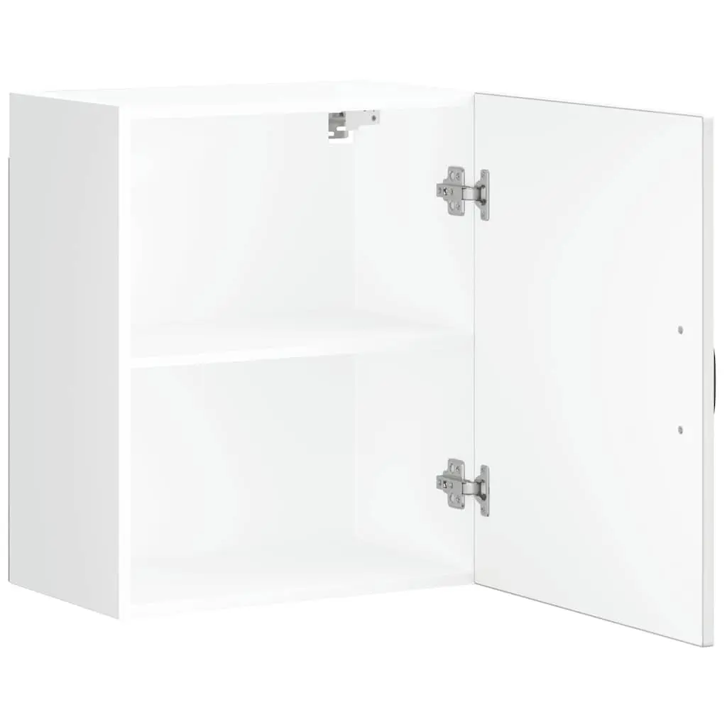 Kitchen Wall Cabinet Storage White High Gloss Engineered Wood Glass Door