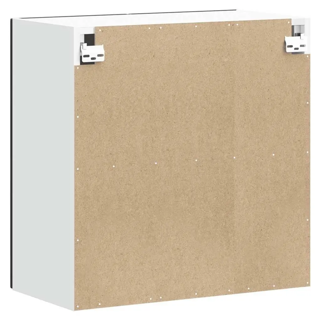 Kitchen Wall Cabinet Black Engineered Wood Storage Glass Door Wall-Mounted