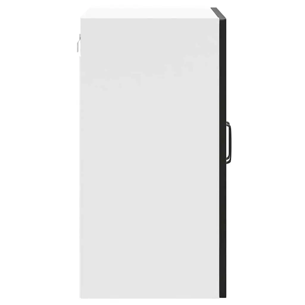 Kitchen Wall Cabinet Black Engineered Wood Storage Glass Door Wall-Mounted