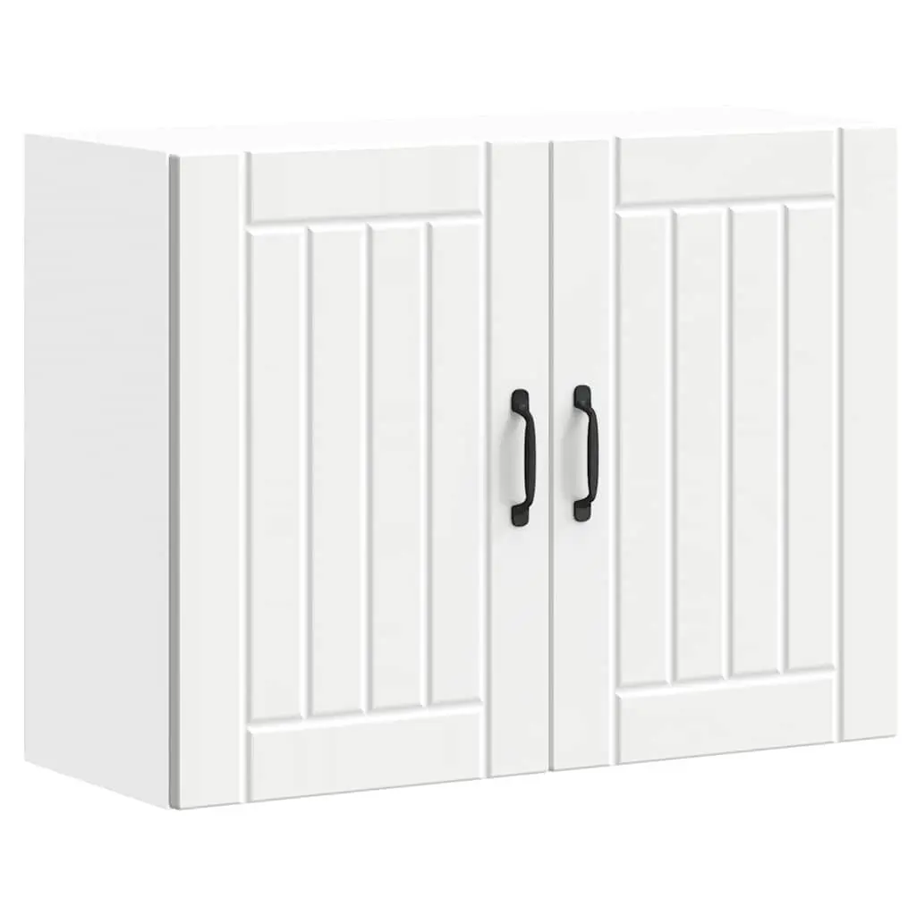 Kitchen Wall Cabinet Storage Organiser White Engineered Wood Glass Door