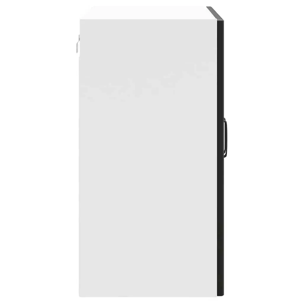 Kitchen Wall Cabinet Black Engineered Wood Glass Door Wall-Mounted Storage