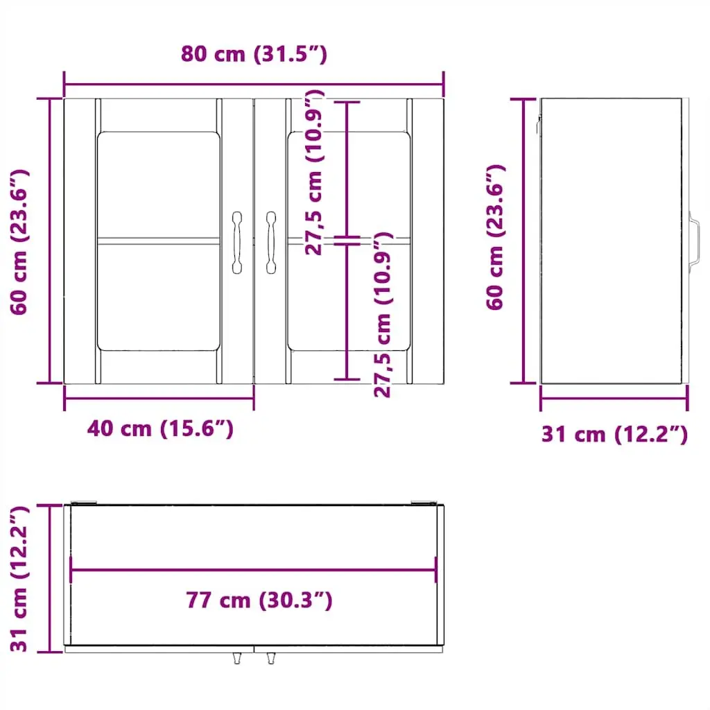 Kitchen Wall Cabinet Glass Door White Engineered Wood Storage Organiser