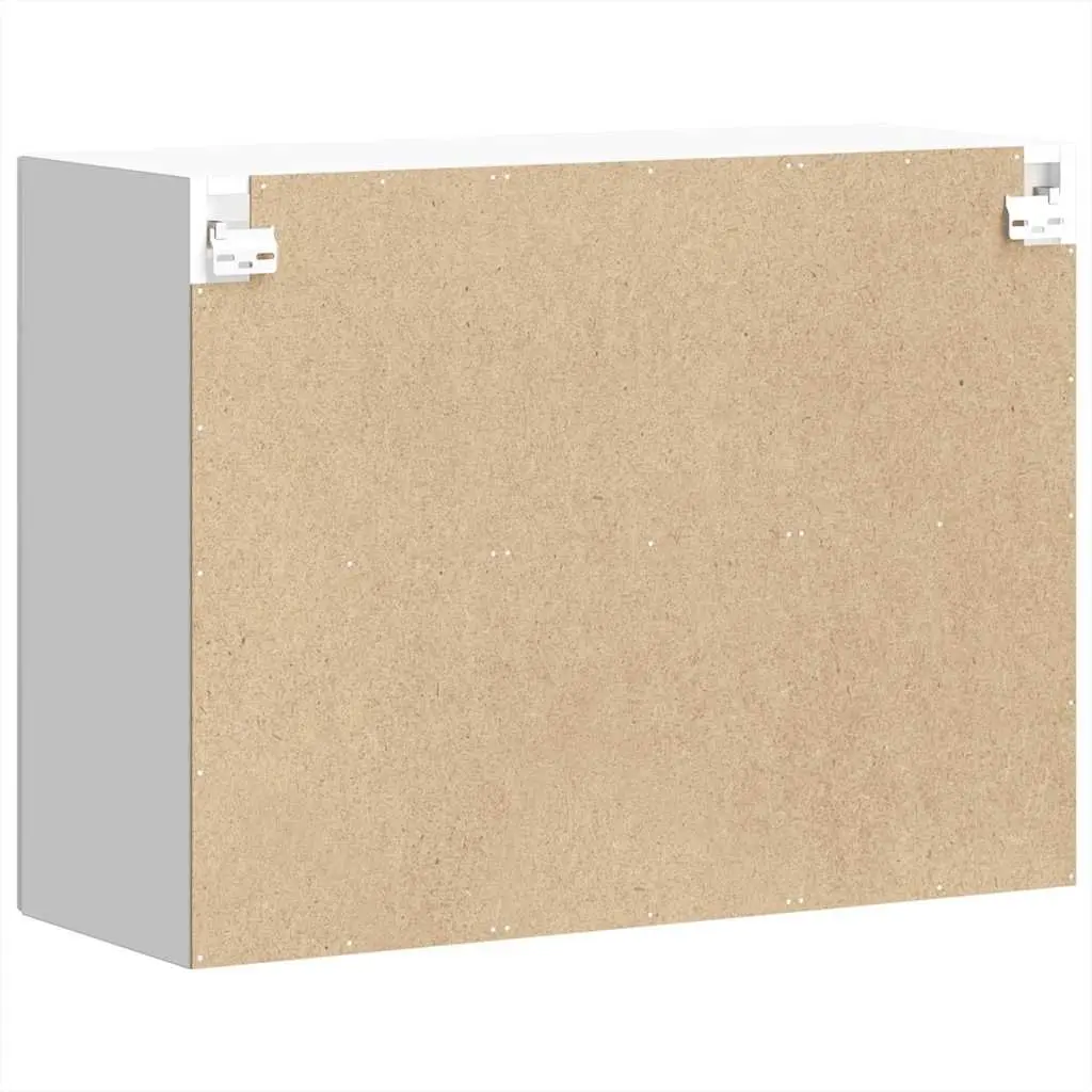 Kitchen Wall Cabinet Glass Door White Engineered Wood Storage Organiser
