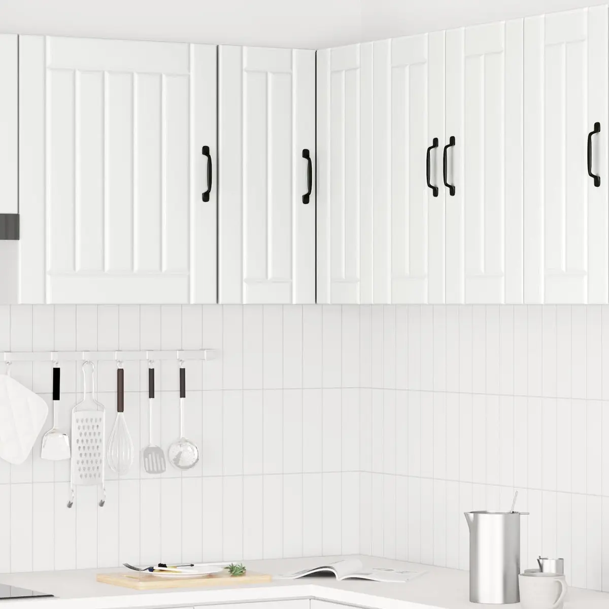 Kitchen Wall Corner Cabinet White Storage Cupboard Engineered Wood Organization