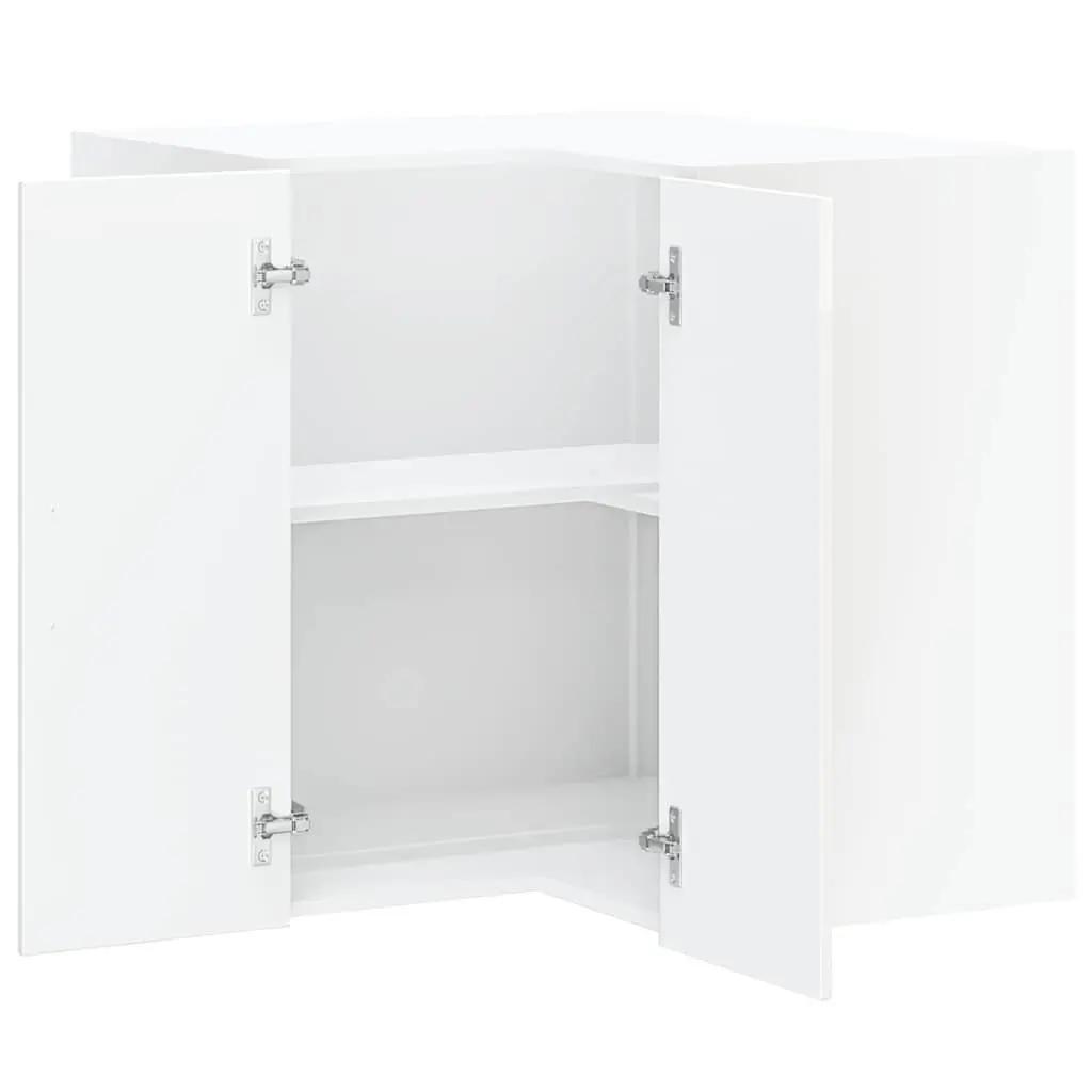 Kitchen Wall Corner Cabinet White High Gloss Engineered Wood Storage Cupboard