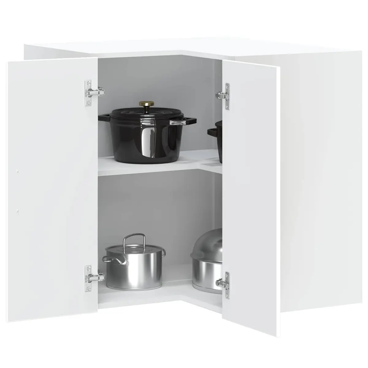 Kitchen Wall Corner Cabinet White High Gloss Engineered Wood Storage Cupboard