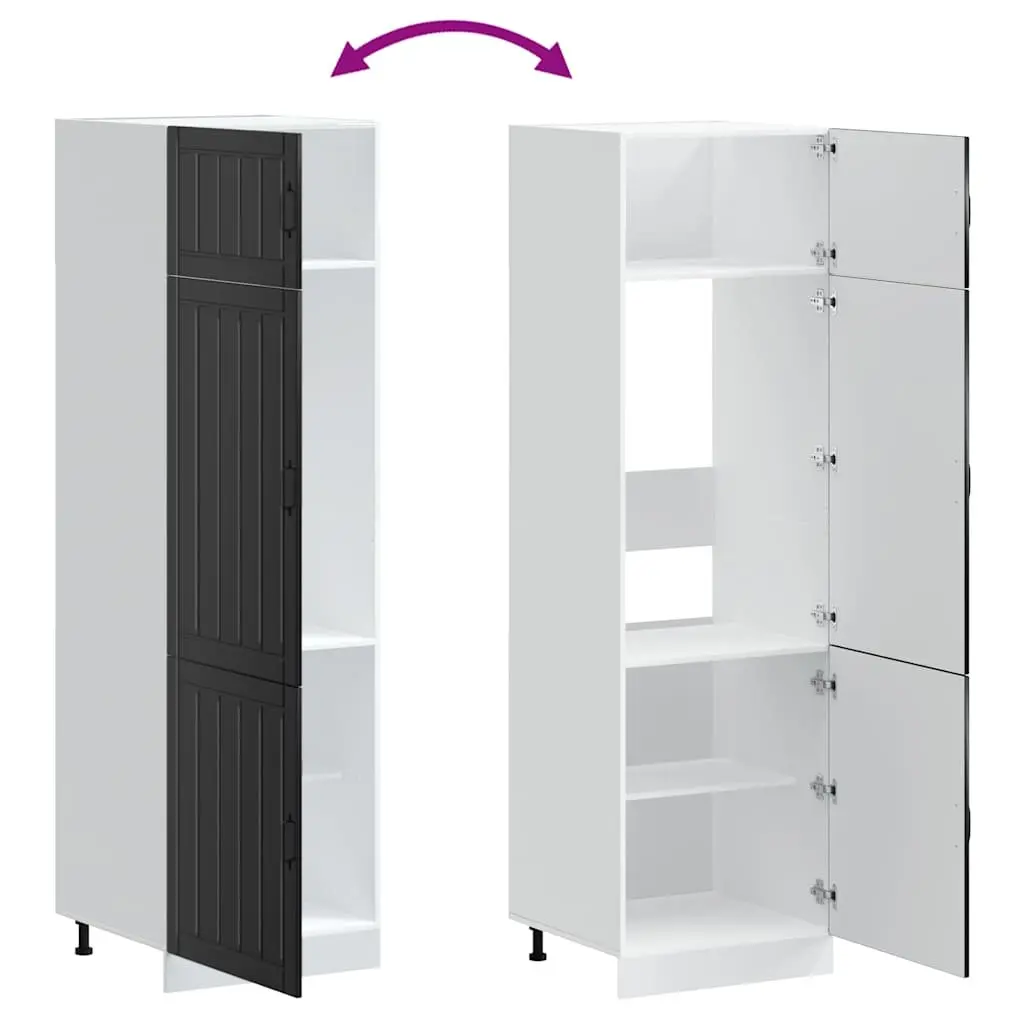 Kitchen Cupboard Black Engineered Wood Cabinet Storage Doors Adjustable Feet